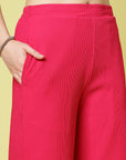 Women Pink Solid Parallel Trousers