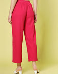 Women Pink Solid Parallel Trousers