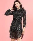 Abstract Print Shirt Style Dress