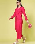 Women Pink Solid Parallel Trousers