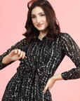 Abstract Print Shirt Style Dress