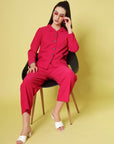 Spread Collar Regular Fit Casual Buttoned Top
