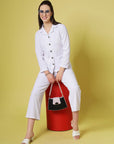 Spread Collar Regular Fit Casual Buttoned Top