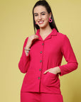 Spread Collar Regular Fit Casual Buttoned Top