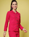 Spread Collar Regular Fit Casual Buttoned Top