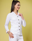Spread Collar Regular Fit Casual Buttoned Top