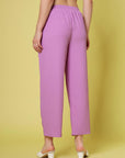 Women Lavender Solid Parallel Trousers