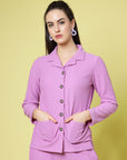 Spread Collar Regular Fit Casual Buttoned Top