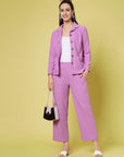 Women Lavender Solid Parallel Trousers