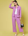 Women Lavender Solid Parallel Trousers