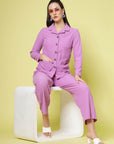 Spread Collar Regular Fit Casual Buttoned Top