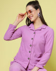 Spread Collar Regular Fit Casual Buttoned Top