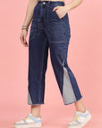 Women Blue High-Rise Clean Look Frayed Hem Cotton Jeans