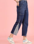 Women Blue High-Rise Clean Look Frayed Hem Cotton Jeans