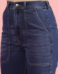 Women Blue High-Rise Clean Look Frayed Hem Cotton Jeans