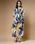 Blue Printed Shirt With Trousers