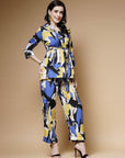Blue Printed Shirt With Trousers