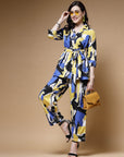 Blue Printed Shirt With Trousers