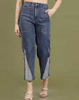 Women Blue High-Rise Clean Look Frayed Hem Cotton Jeans