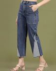 Women Blue High-Rise Clean Look Frayed Hem Cotton Jeans