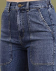 Women Blue High-Rise Clean Look Frayed Hem Cotton Jeans