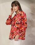 Women Floral Opaque Printed Casual Cotton Buttoned Top