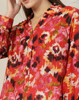 Women Floral Opaque Printed Casual Cotton Buttoned Top