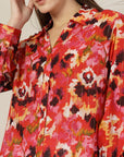 Women Floral Opaque Printed Casual Cotton Buttoned Top