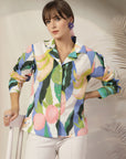 Women Opaque Printed Casual Cotton Buttoned Top