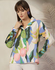 Women Opaque Printed Casual Cotton Buttoned Top