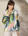 Women Opaque Printed Casual Cotton Buttoned Top