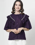 Women Opaque Checked Casual Buttoned Top