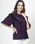 Women Opaque Checked Casual Buttoned Top