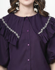 Women Opaque Checked Casual Buttoned Top