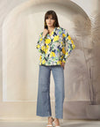 Women Floral Opaque Printed Casual Cotton Buttoned Top