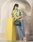 Women Floral Opaque Printed Casual Cotton Buttoned Top