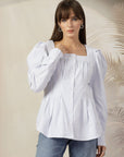Women Opaque Striped Casual Cotton Buttoned Top