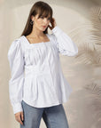 Women Opaque Striped Casual Cotton Buttoned Top