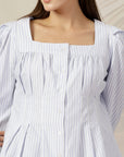 Women Opaque Striped Casual Cotton Buttoned Top