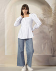 Women Opaque Striped Casual Cotton Buttoned Top