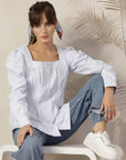 Women Opaque Striped Casual Cotton Buttoned Top