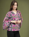 Violet Black Ethnic Motifs Printed Shirt Style Top