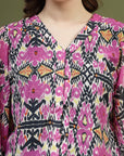 Violet Black Ethnic Motifs Printed Shirt Style Top