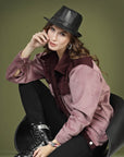 Solid Pink Self Design Spread Collar Bomber Jacket