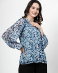 Floral Print Kimono Sleeve Top