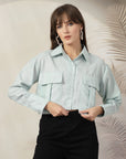 Women Opaque Casual Cotton Buttoned Top