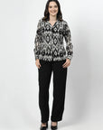 Animal Printed Cuban Collar Casual Buttoned Top