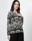 Animal Printed Cuban Collar Casual Buttoned Top