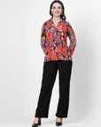 Women Opaque Printed Casual Buttoned Top