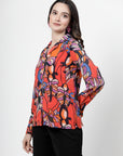 Women Opaque Printed Casual Buttoned Top